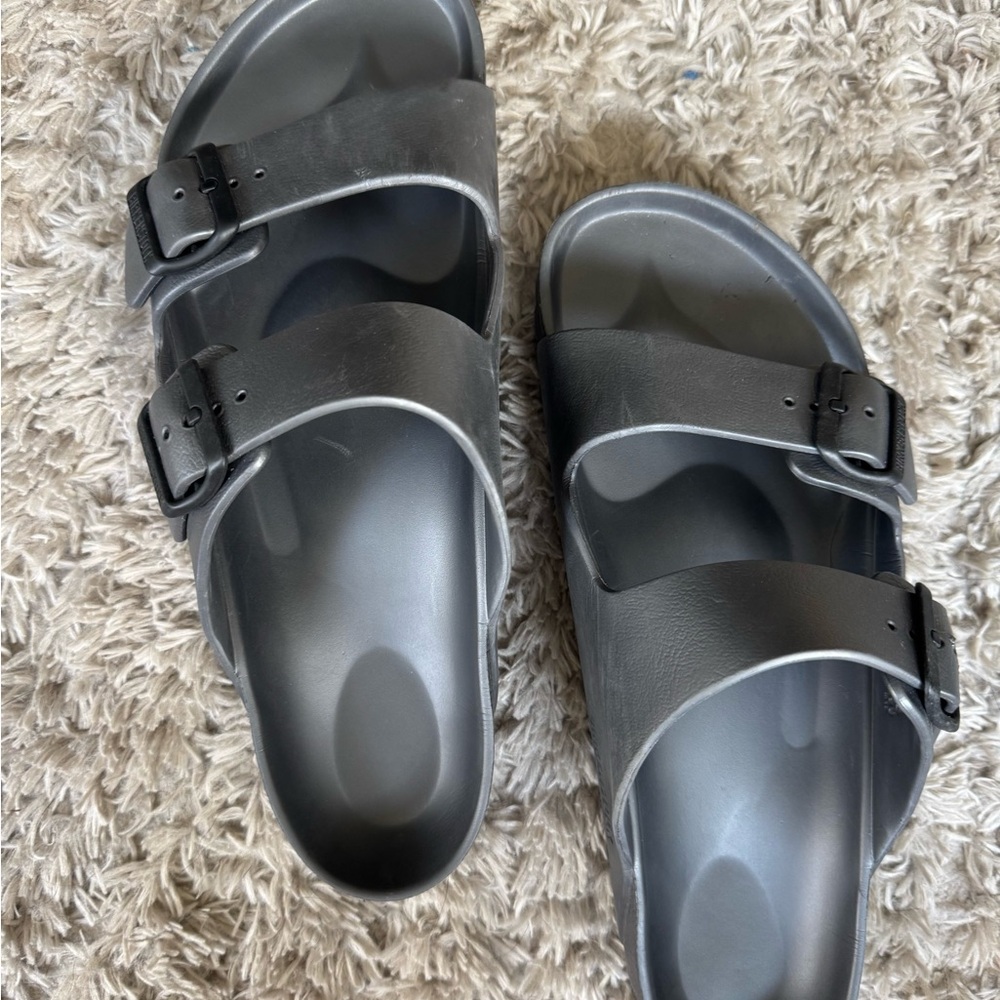 Gray Double Strap Sandals
